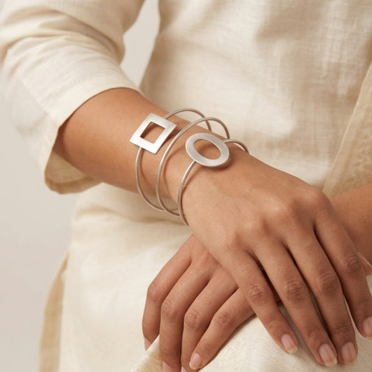 Satvario Oxidised Silver Kada