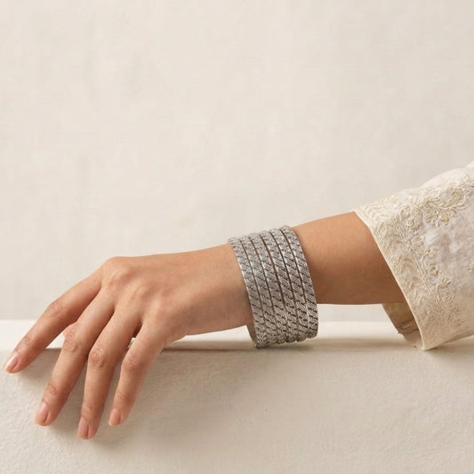 "Khanak"Silver Look Alike Oxidized Bangles