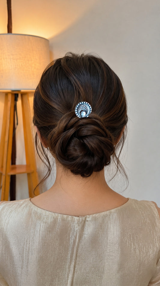 “Nira” Silver Look Alike Oxidised Hair Pin