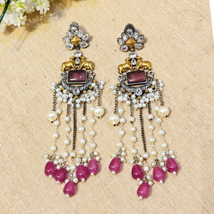 "Jewel" Look Alike Dual Tone Stone Earring