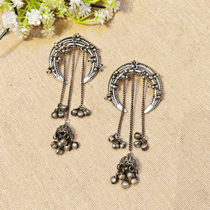 "Chand"Silver Look Alike Oxidized Earring