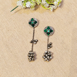 "Opal"Silver Look Alike Stone Earring