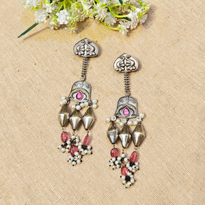 "Saanvi"Silver Look Alike Oxidized Earring