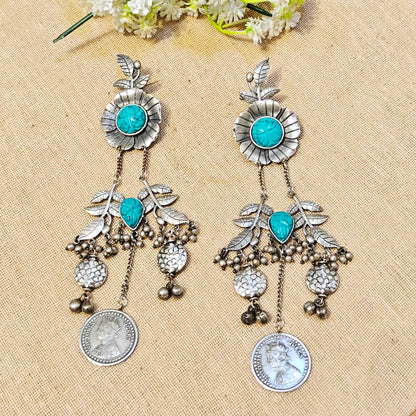 "Tara"Silver Look Alike Stone Earrings