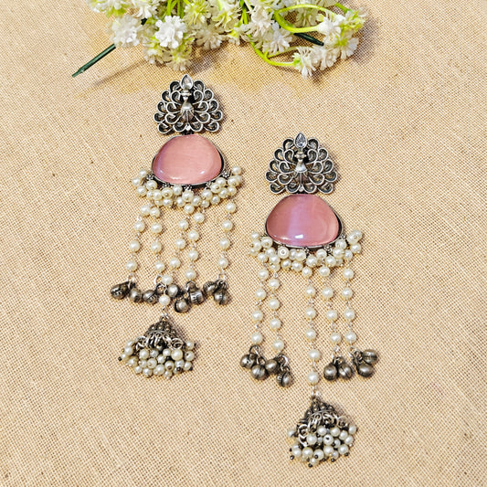 "Serene"Silver Look Alike Stone Earring