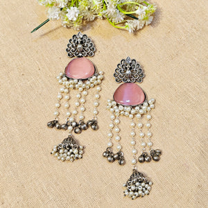 "Serene"Silver Look Alike Stone Earring