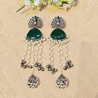 "Serene"Silver Look Alike Stone Earring