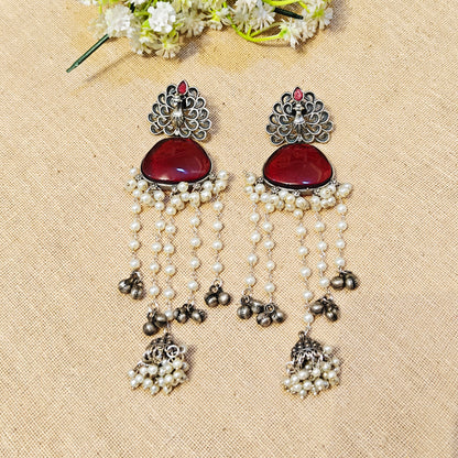 "Serene"Silver Look Alike Stone Earring