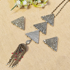"Sajni"Silver Look Alike Oxidized Necklace