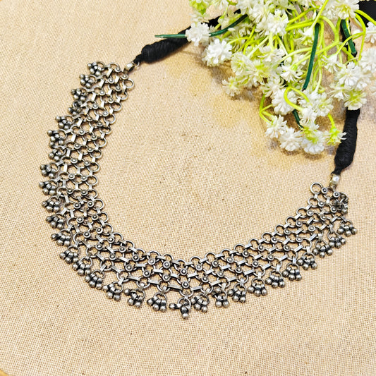"Garden Glamour" Silver Look Alike Oxidized Choker