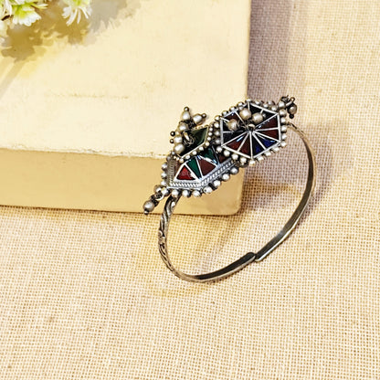 "Ocean"Silver Look Alike Oxidized Kada