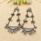 "Ripple"Silver Look Alike Oxidized Earring