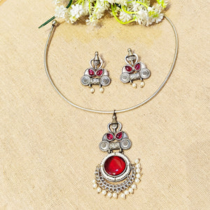 "Shell"Silver Look Alike Stone Choker
