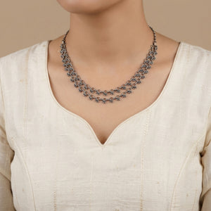 "Nysa"Silver Look Alike Oxidized Choker