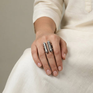 "Kari"Silver Look Alike Oxidized Ring