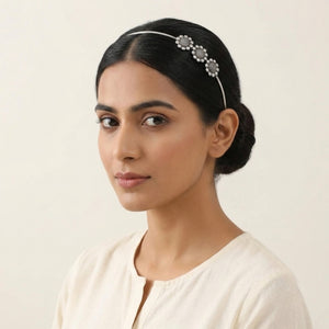 Flowery Silver Look Alike Hairband