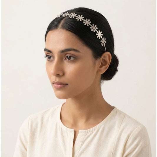 "Flower"Silver Look Alike Oxidised Hairband