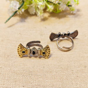"Aster"Silver Look Alike Oxidized Ring
