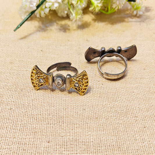 "Aster"Silver Look Alike Oxidized Ring