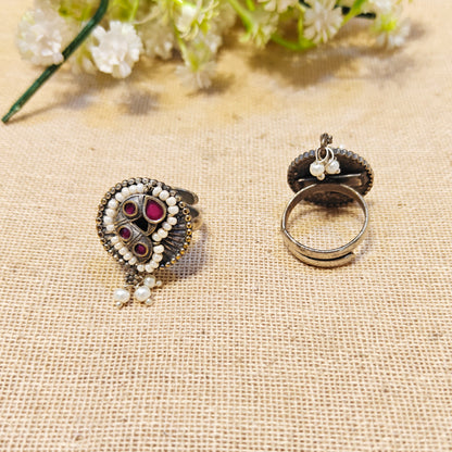 "Serenity"Silver Look Alike Oxidized Ring
