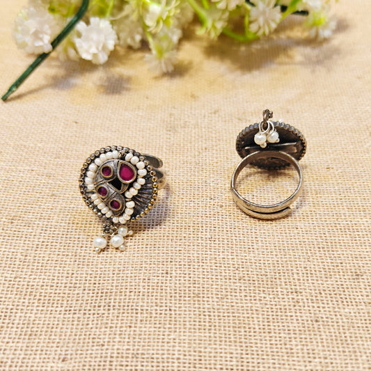 "Serenity"Silver Look Alike Oxidized Ring