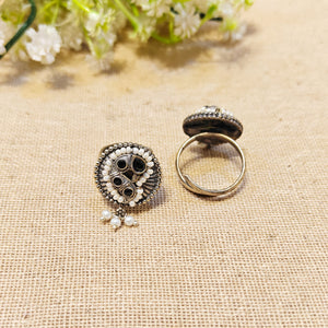 "Serenity"Silver Look Alike Oxidized Ring