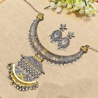 "Meadow"Silver Look Alike Dual Tone Necklace