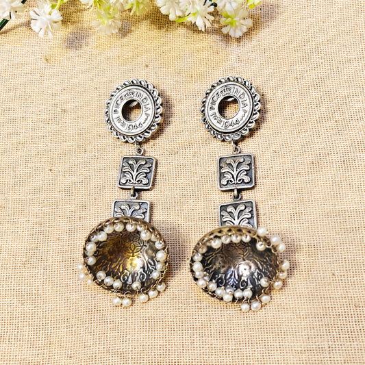 "Eira"Silver Look Alike Oxidized Earrings