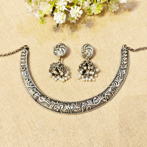 "Velvet"Silver Look Alike Oxidized Choker