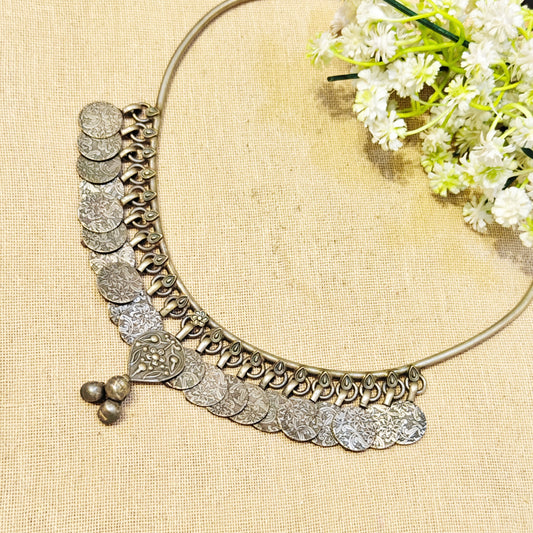 "Dazzle"Silver Look Alike Oxidized Choker