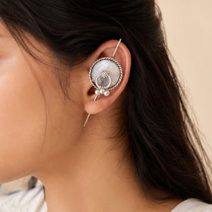 "Coral"Silver Look Alike Oxidized Arrow Earcuff