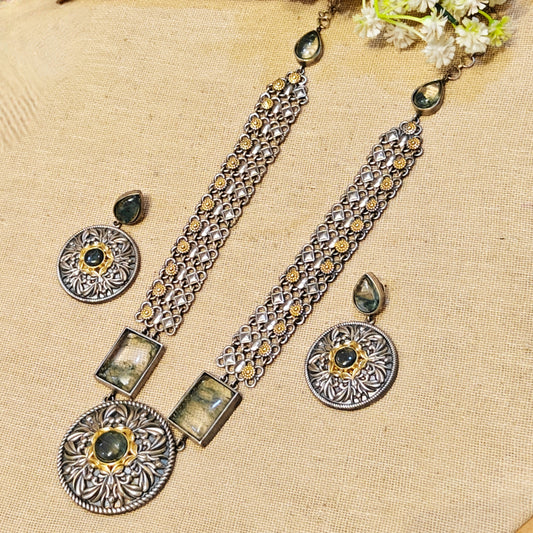 "Coral"Silver Look Alike Dual Tone Necklace