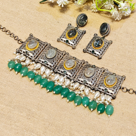 "Frosty"Silver Look Alike Oxidized Choker