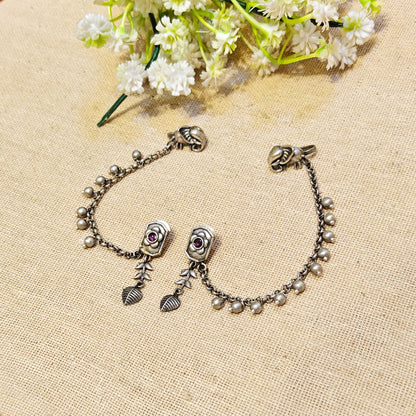 "Aster"Silver Look Alike Oxidized Earcuff