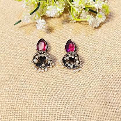 "Misty"Silver Look Alike Oxidized Earrings