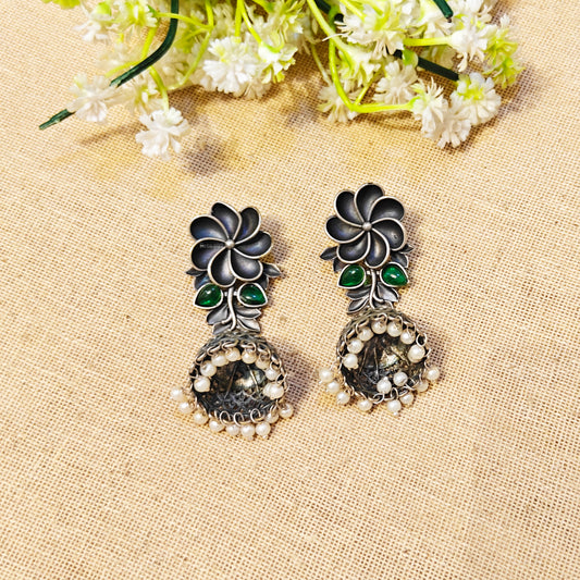 "Solene"Silver Look Alike Stone Earrings