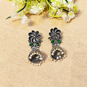"Solene"Silver Look Alike Stone Earrings