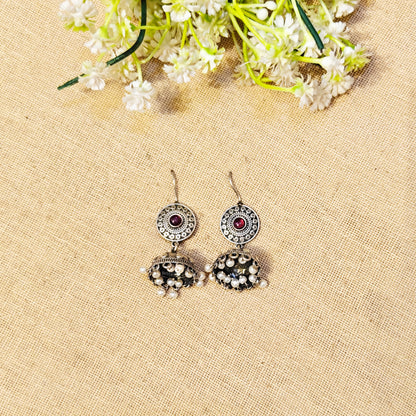 "Elva"Silver Look Alike Oxidized Dangler