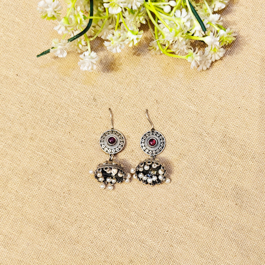 "Elva"Silver Look Alike Oxidized Dangler