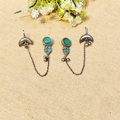 "Elaris"Silver Look Alike Stone Earcuffs
