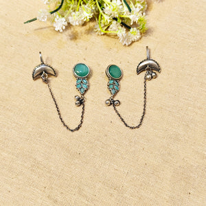 "Elaris"Silver Look Alike Stone Earcuffs