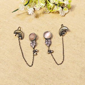 "Elaris"Silver Look Alike Stone Earcuffs