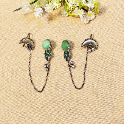 "Elaris"Silver Look Alike Stone Earcuffs