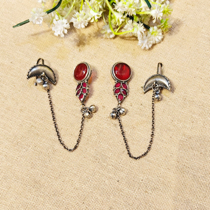 "Elaris"Silver Look Alike Stone Earcuffs