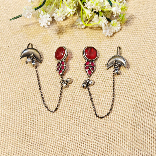 "Elaris"Silver Look Alike Stone Earcuffs
