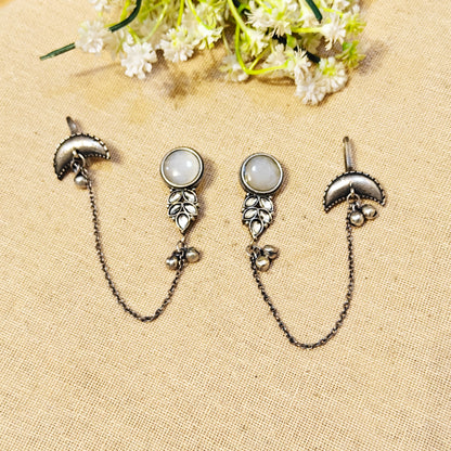 "Elaris"Silver Look Alike Stone Earcuffs