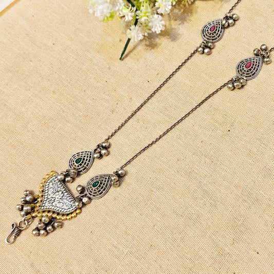 "Riva"Silver Look Alike Oxidized MobileChain