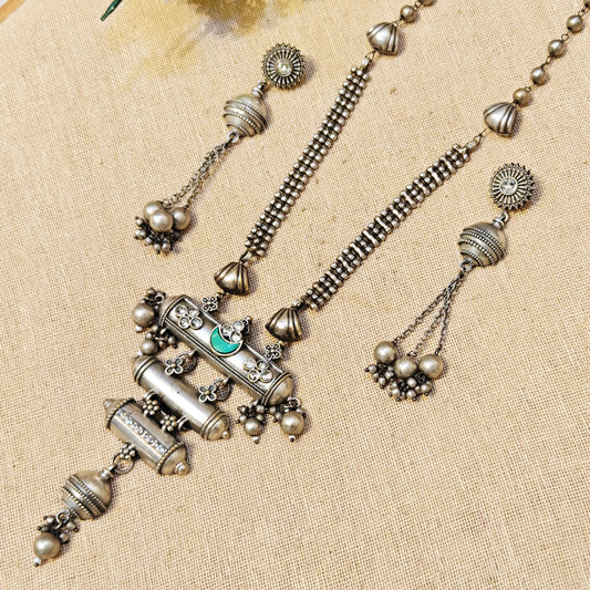 "Rovira"Silver Look Alike Oxidized Necklace