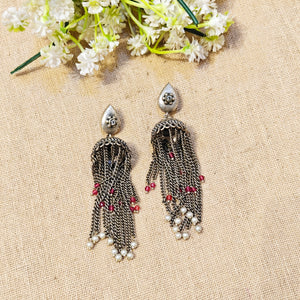 "Lisha"Silver Look Alike Oxidized Earrings