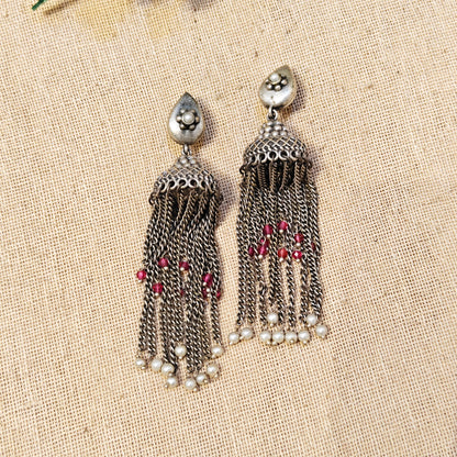 "Lisha"Silver Look Alike Oxidized Earrings